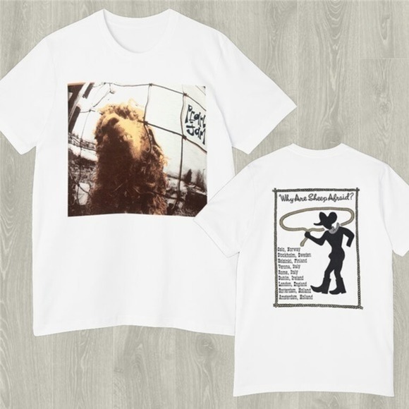 90S Pearl Jam Why Are Sheep Afraid Tour 1993 2 Sided Shirt - Picture 1 of 4